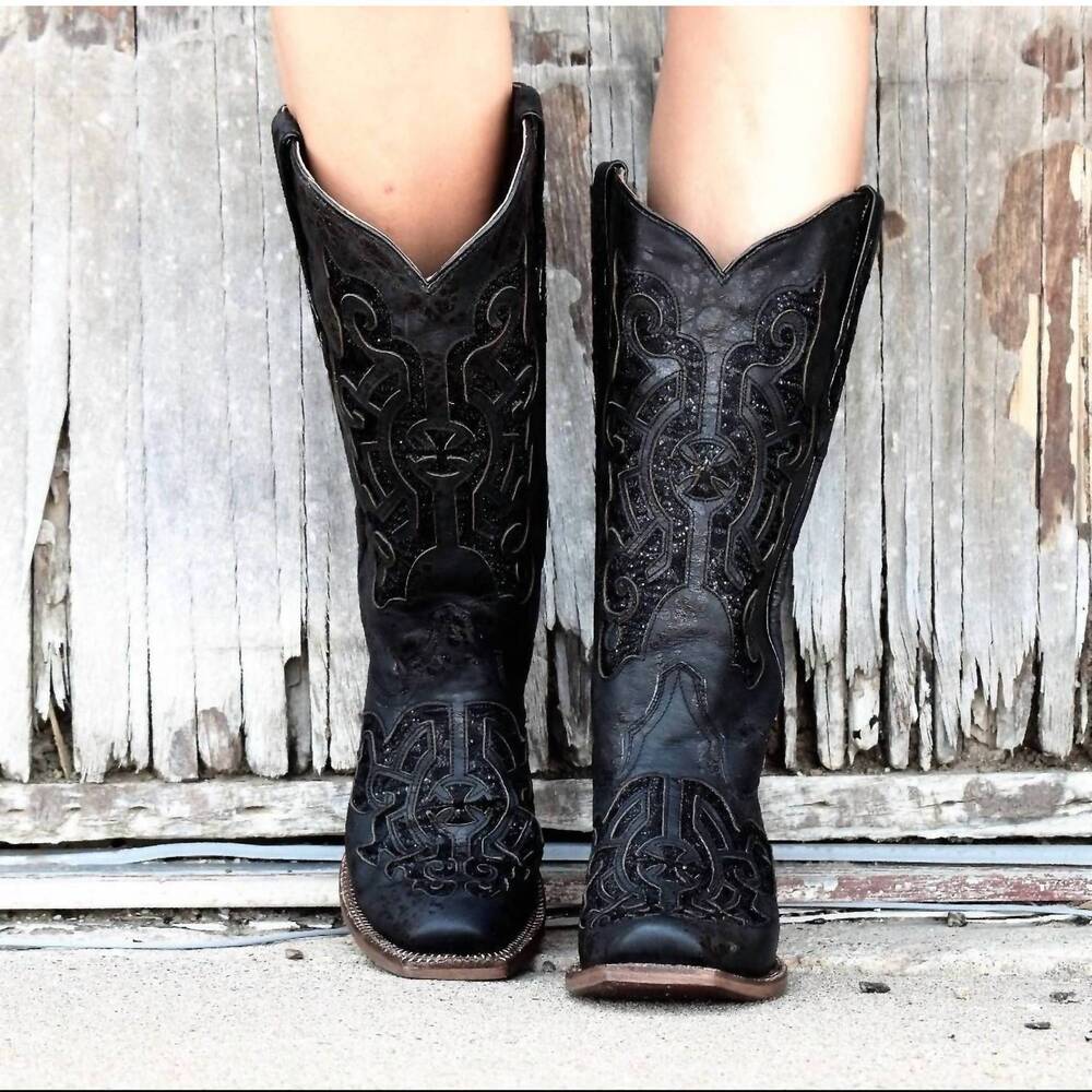 NEW TANNER MARK women's midnight rider leather boots in black